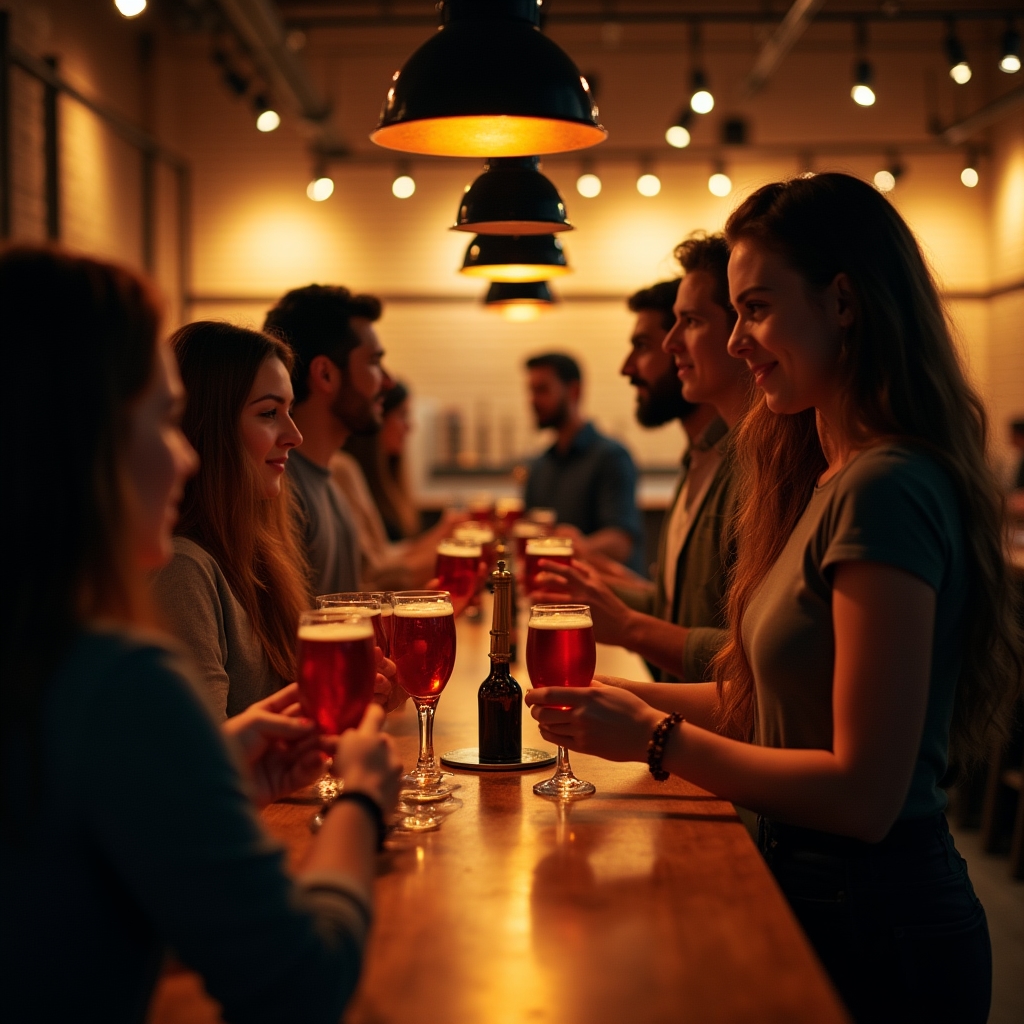 Verkostungsveranstaltung in einem modernen Craft-Beer-Taproom
